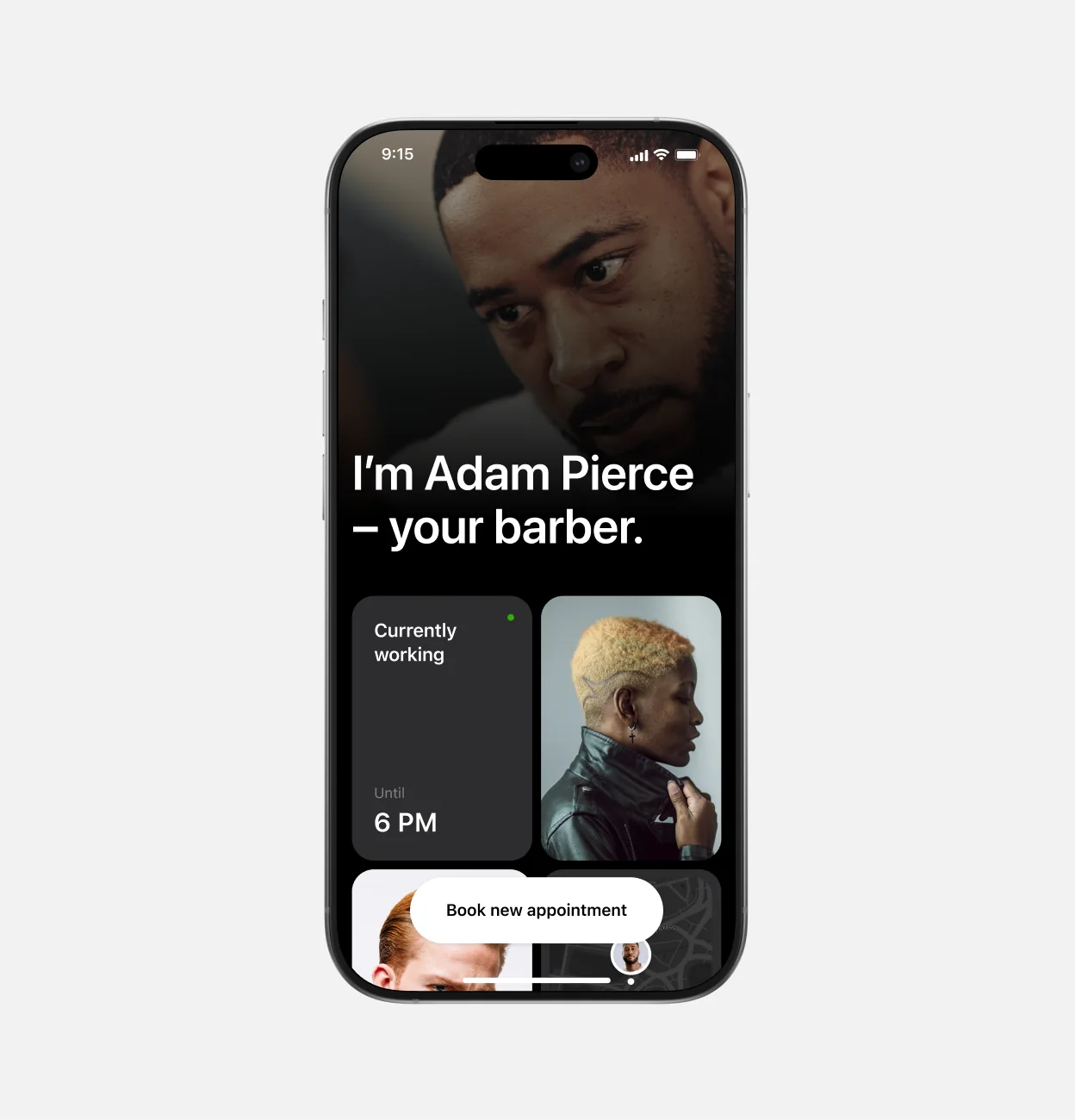 Barber profile in the customer app