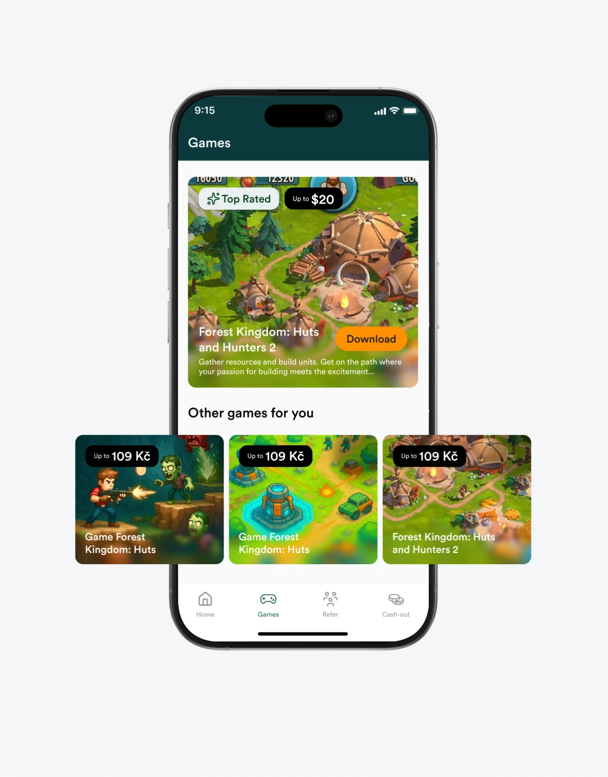 Games screen in the Multipolls app