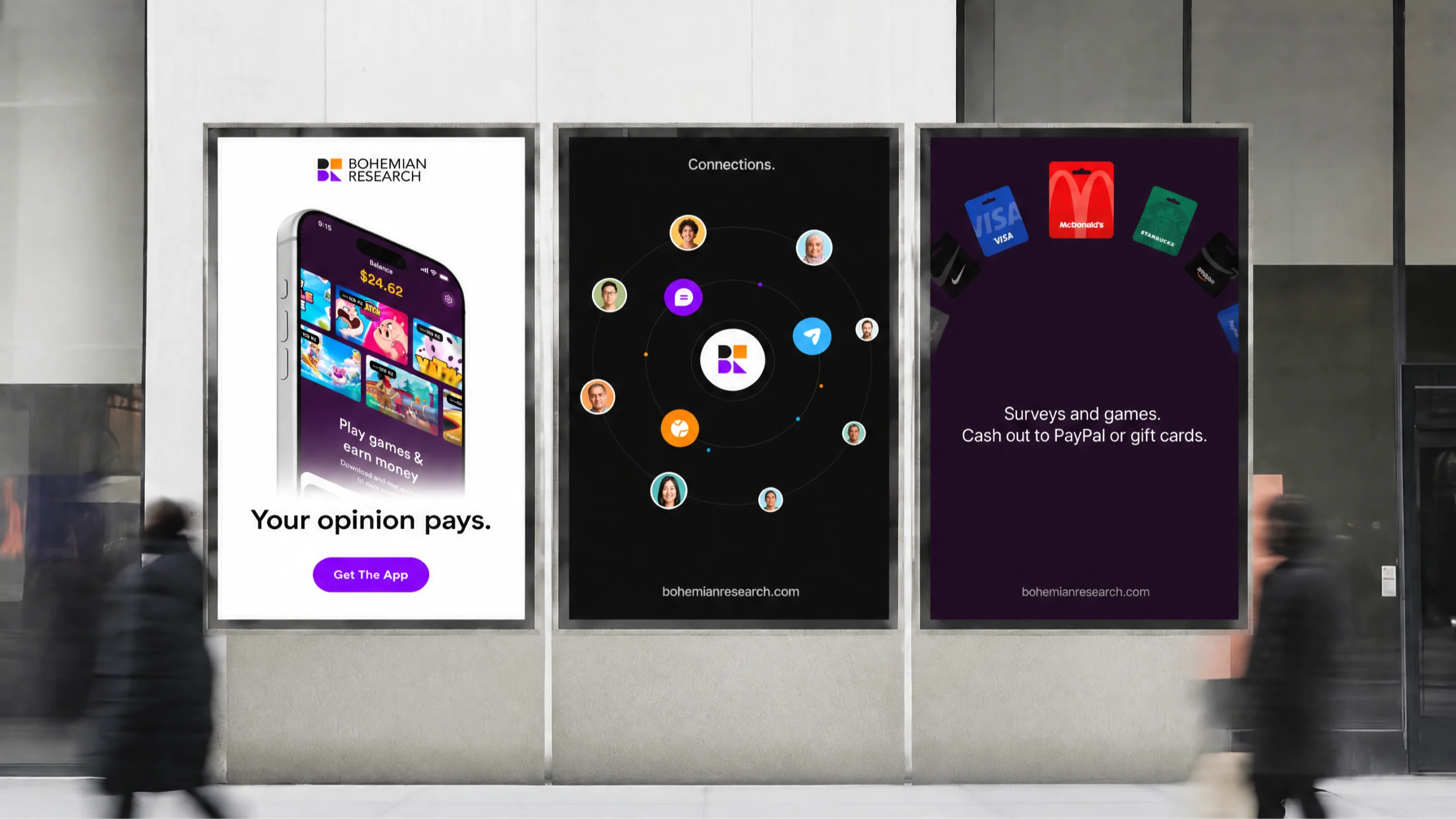 Poster campaign for Bohemian Research on a city street: Your opinion pays